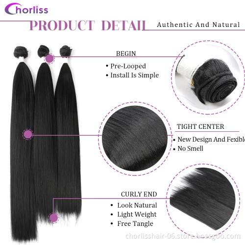 Wholesale Blonde Ombre Long Silky Straight Hair Bundles Weave Weft Synthetic Hair Bundles Extension Hair weaves For Black women